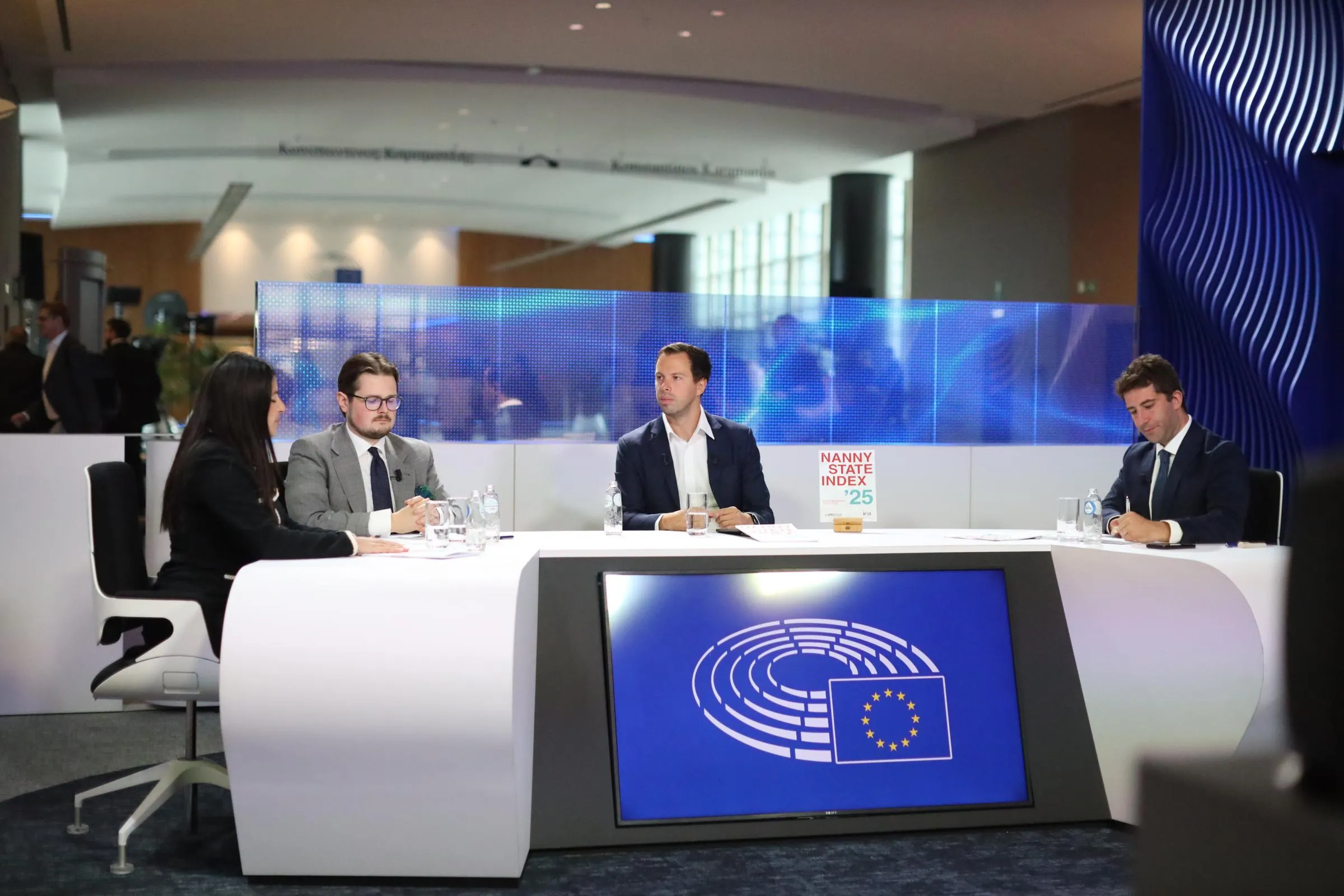 Adam Bartha hosting in the European Parliament studio