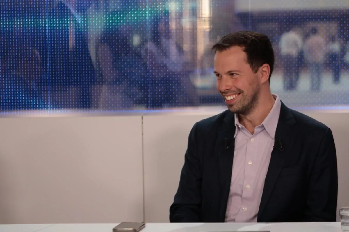 Adam Bartha at the European Parliament studio desk